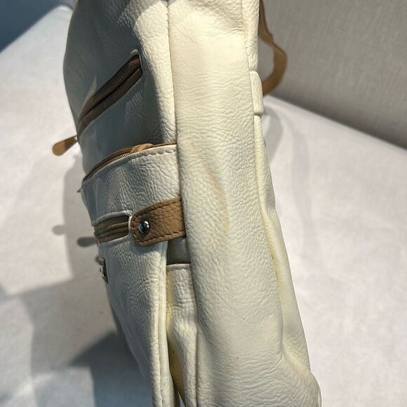 MultiSac Lorraine Womens Crossbody Bag Cream Tan Fax Leather Adjustable Strap Mu - Picture 13 of 13